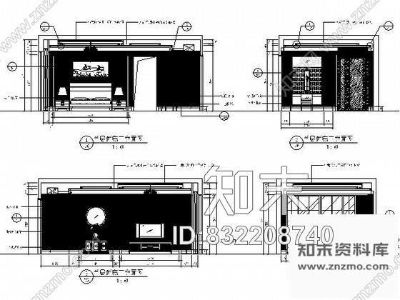 图块/节点样板间睡房2立面图cad施工图下载【ID:832208740】