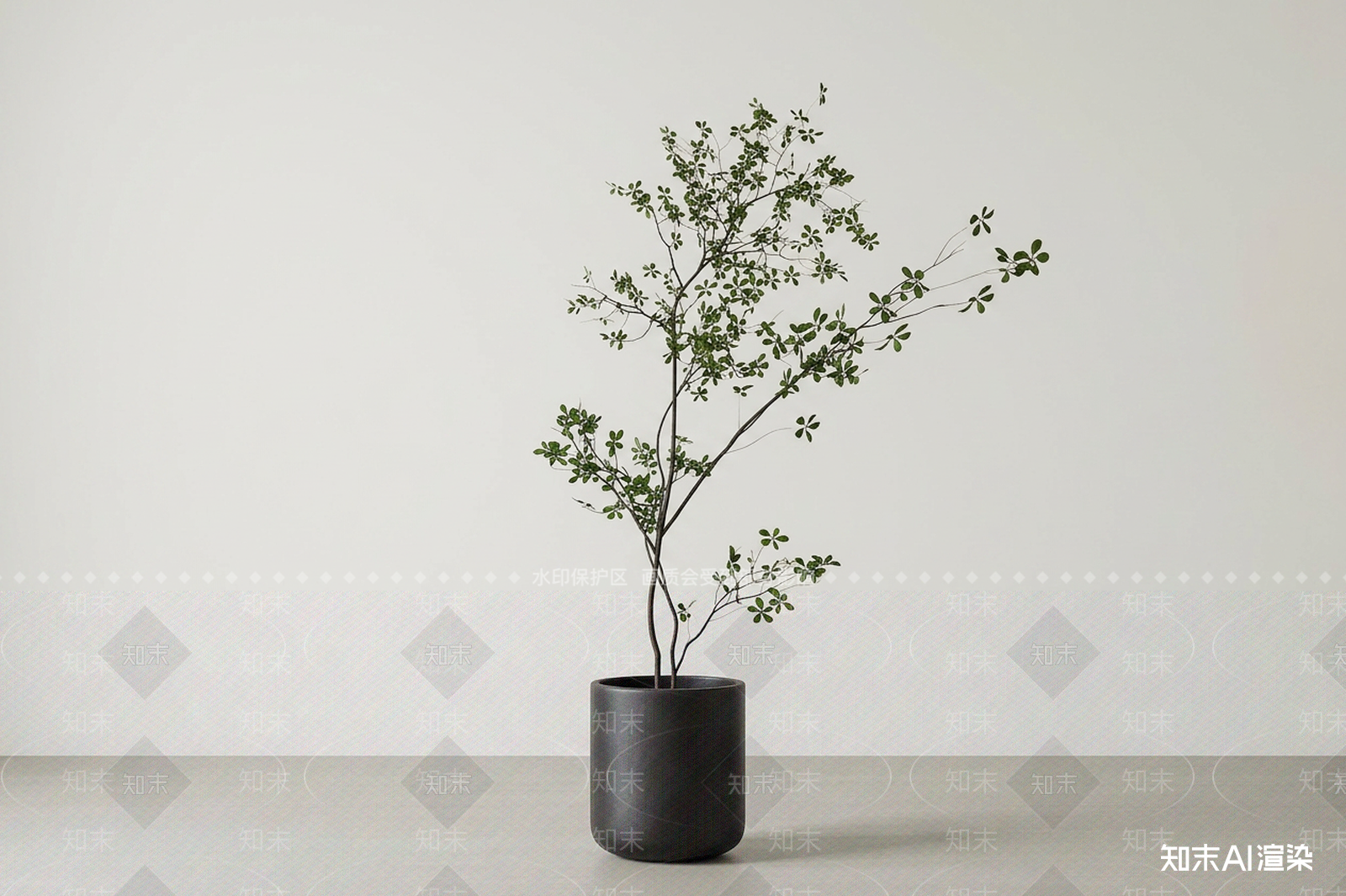 细枝艺术绿植盆栽3D模型下载【ID:1227272680】