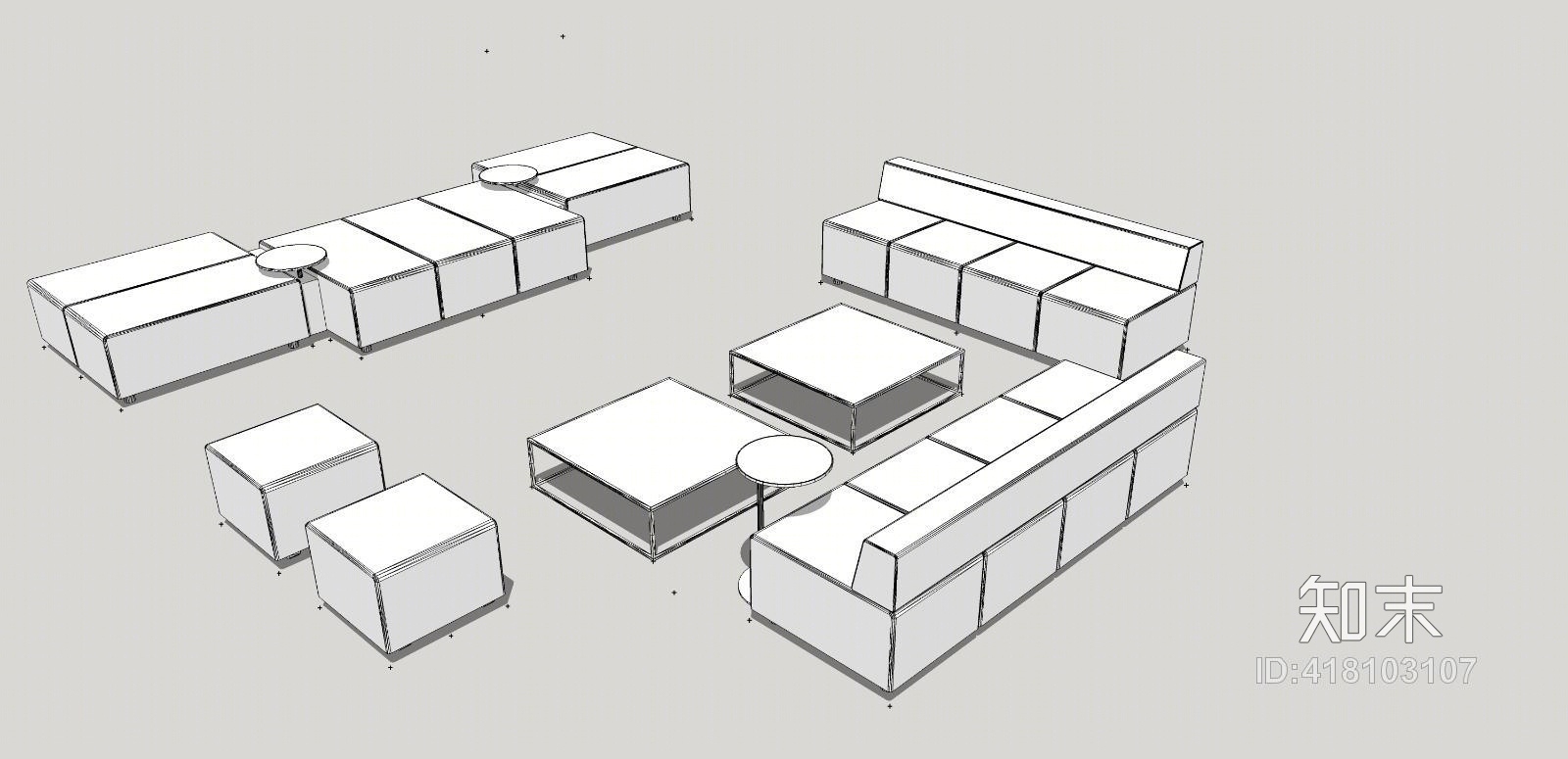 精品免费组合沙发SU模型下载【ID:418103107】