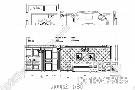 [河北]毗邻商圈高端花园小区简欧新古典风格三居室装修图...cad施工图下载【ID:180476156】