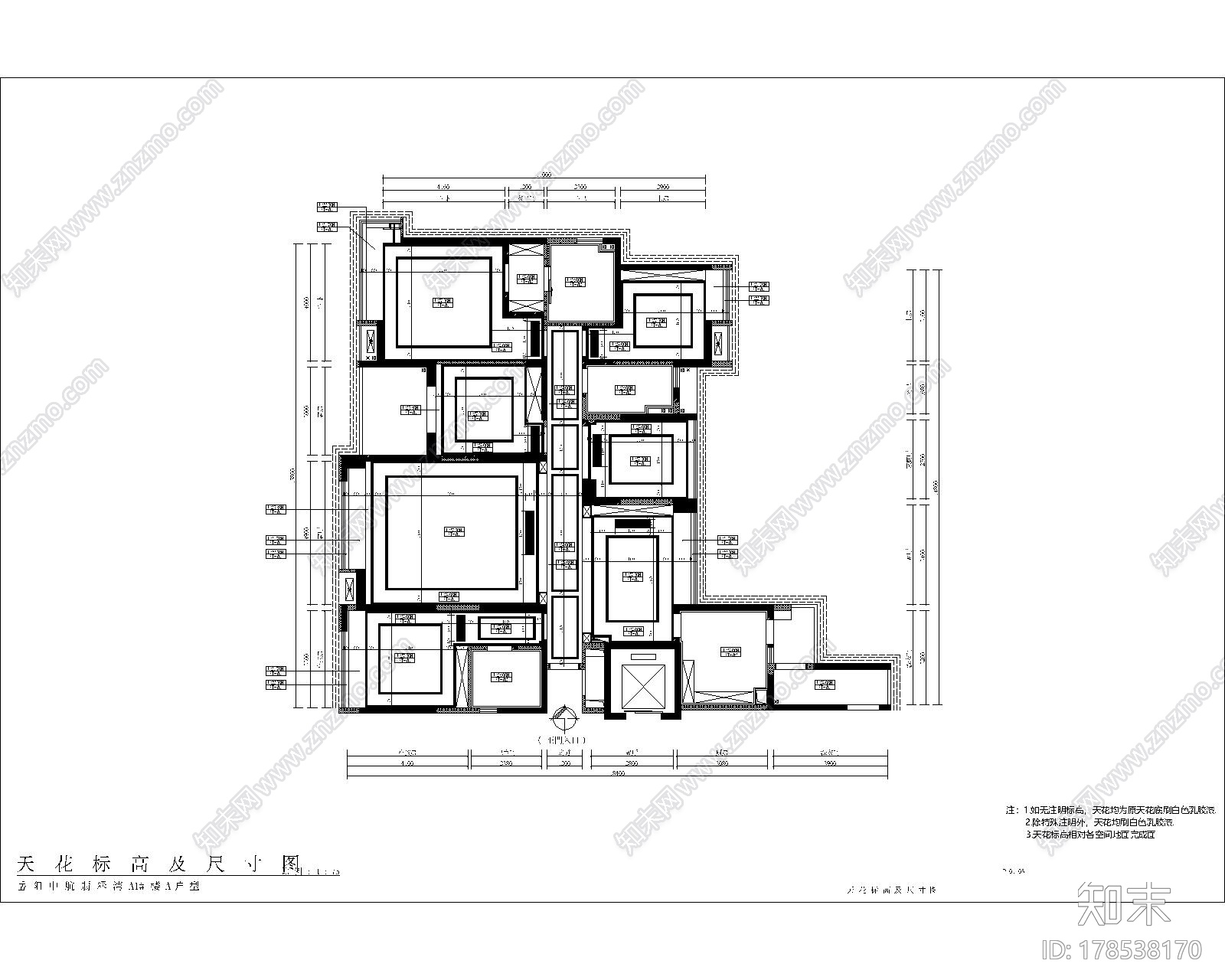 [广东]古典欧式风格五居室室内装修施工图（含高清效果图推荐！）施工图下载【ID:178538170】