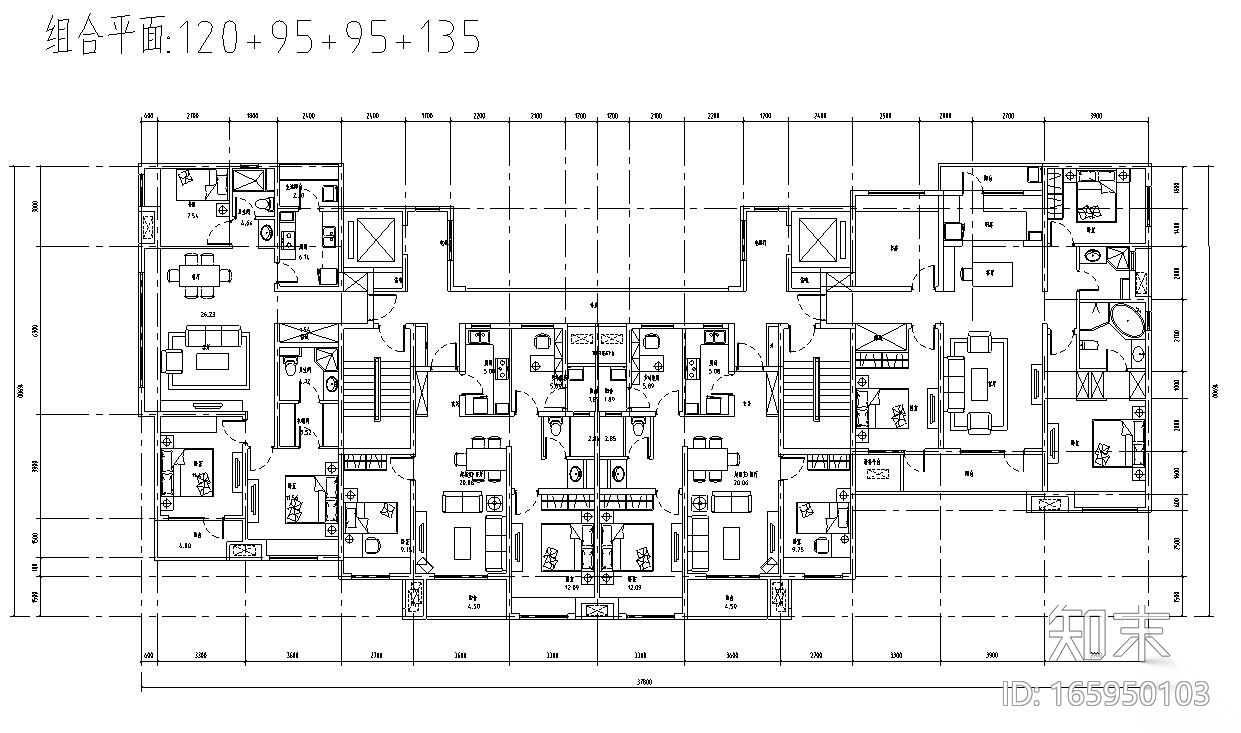 高层户型图-知名机构标准化产品户型设计施工图下载【ID:165950103】