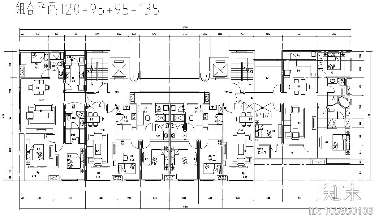 高层户型图-知名机构标准化产品户型设计施工图下载【ID:165950103】