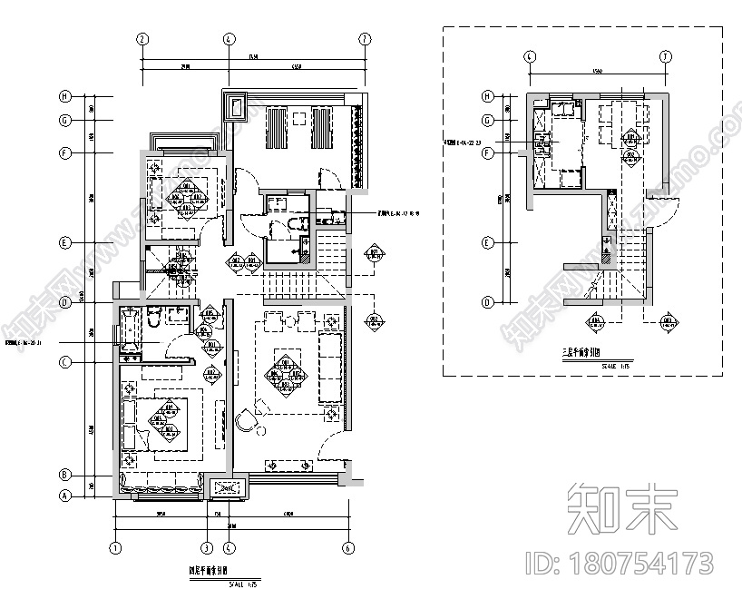 [上海]绿地启东三期DS4户型样板间设计施工图（附效果图...cad施工图下载【ID:180754173】