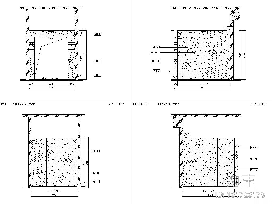 [广东]现代风格办公空间户型样板间施工图cad施工图下载【ID:161726178】