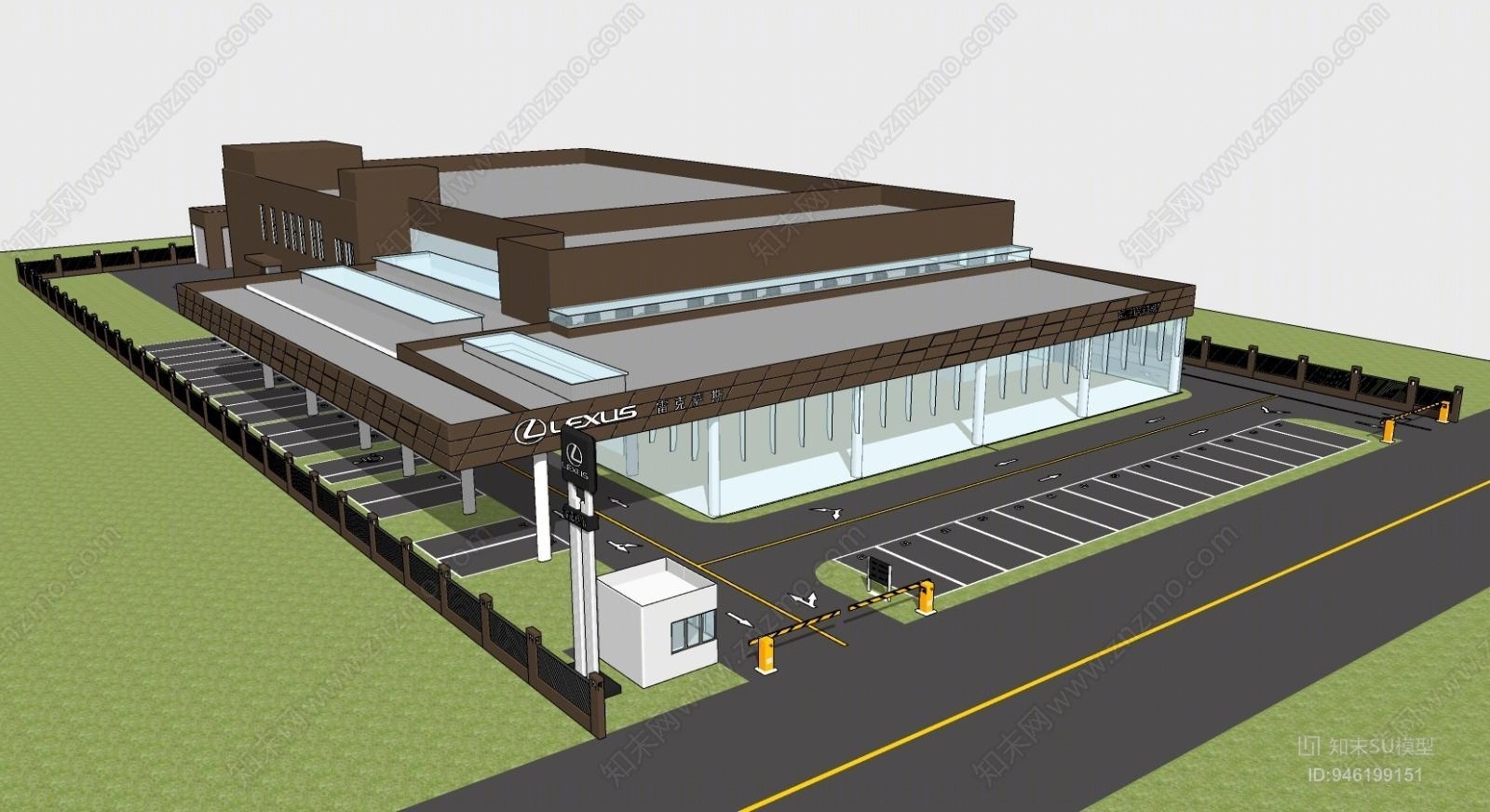 现代雷克萨斯4S店建筑SU模型下载【ID:946199151】