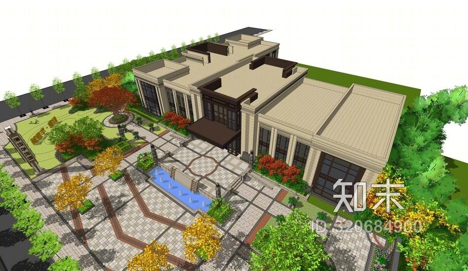 新古典售楼处SU模型下载【ID:320684900】