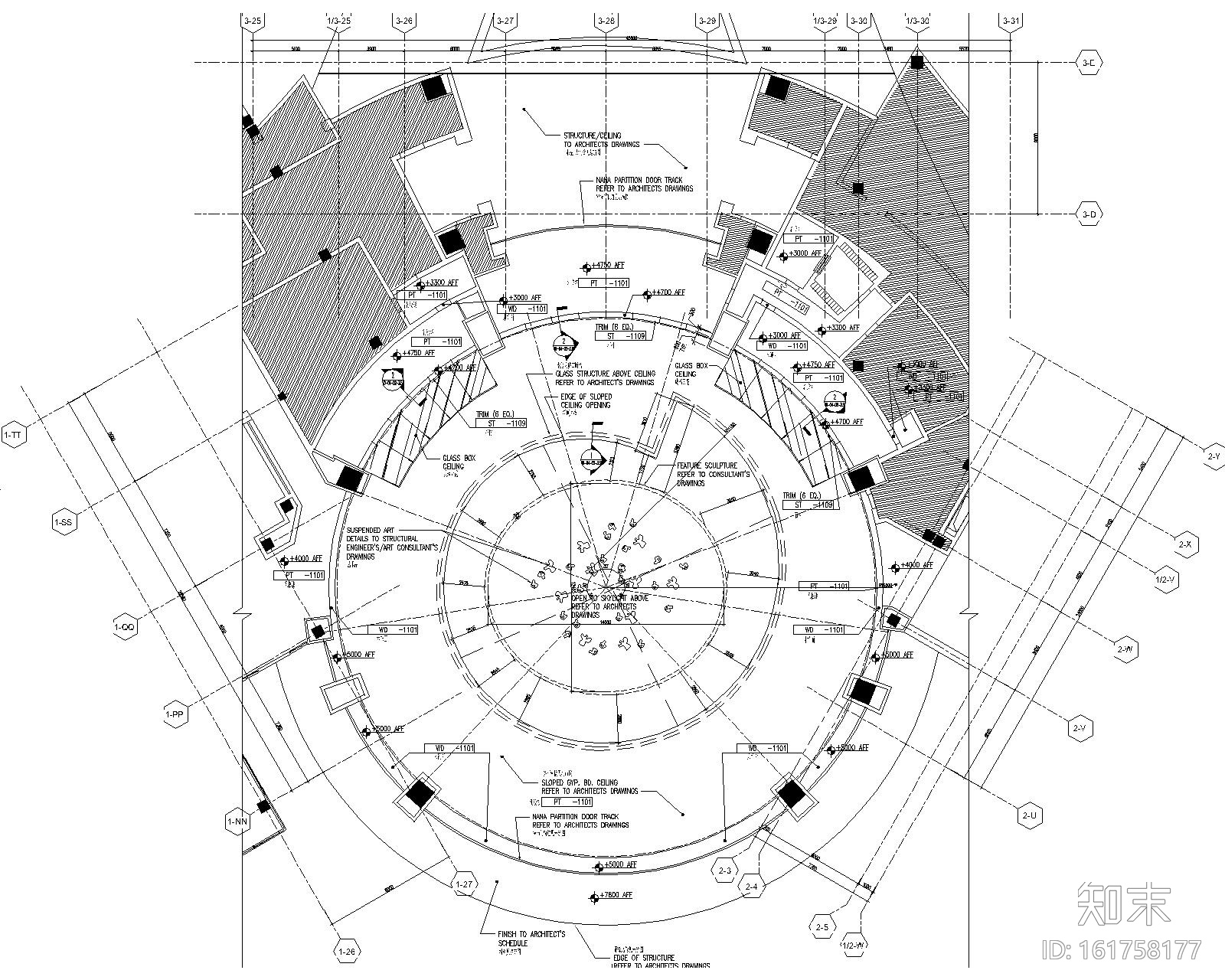 [海南]三亚五星度假酒店公共区域设计施工图cad施工图下载【ID:161758177】