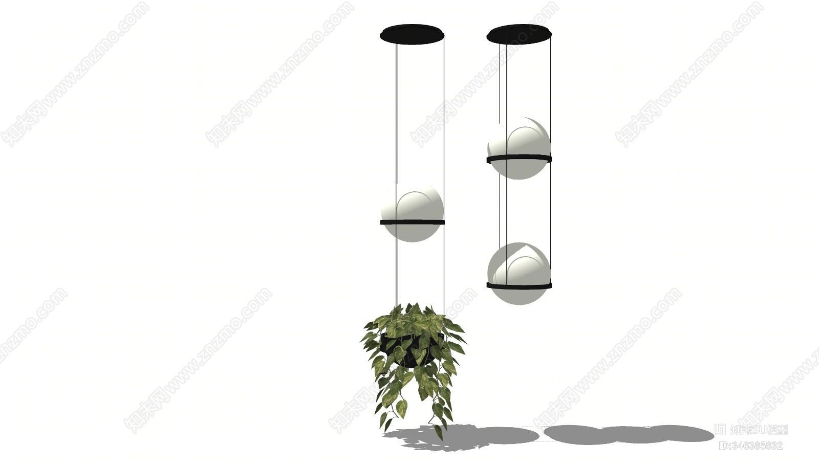 现代时尚植物球形吊灯SU模型下载【ID:346385832】