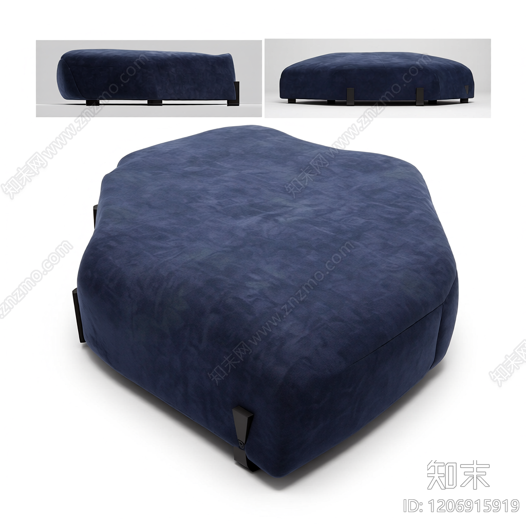深蓝布艺脚凳3D模型下载【ID:1206915919】