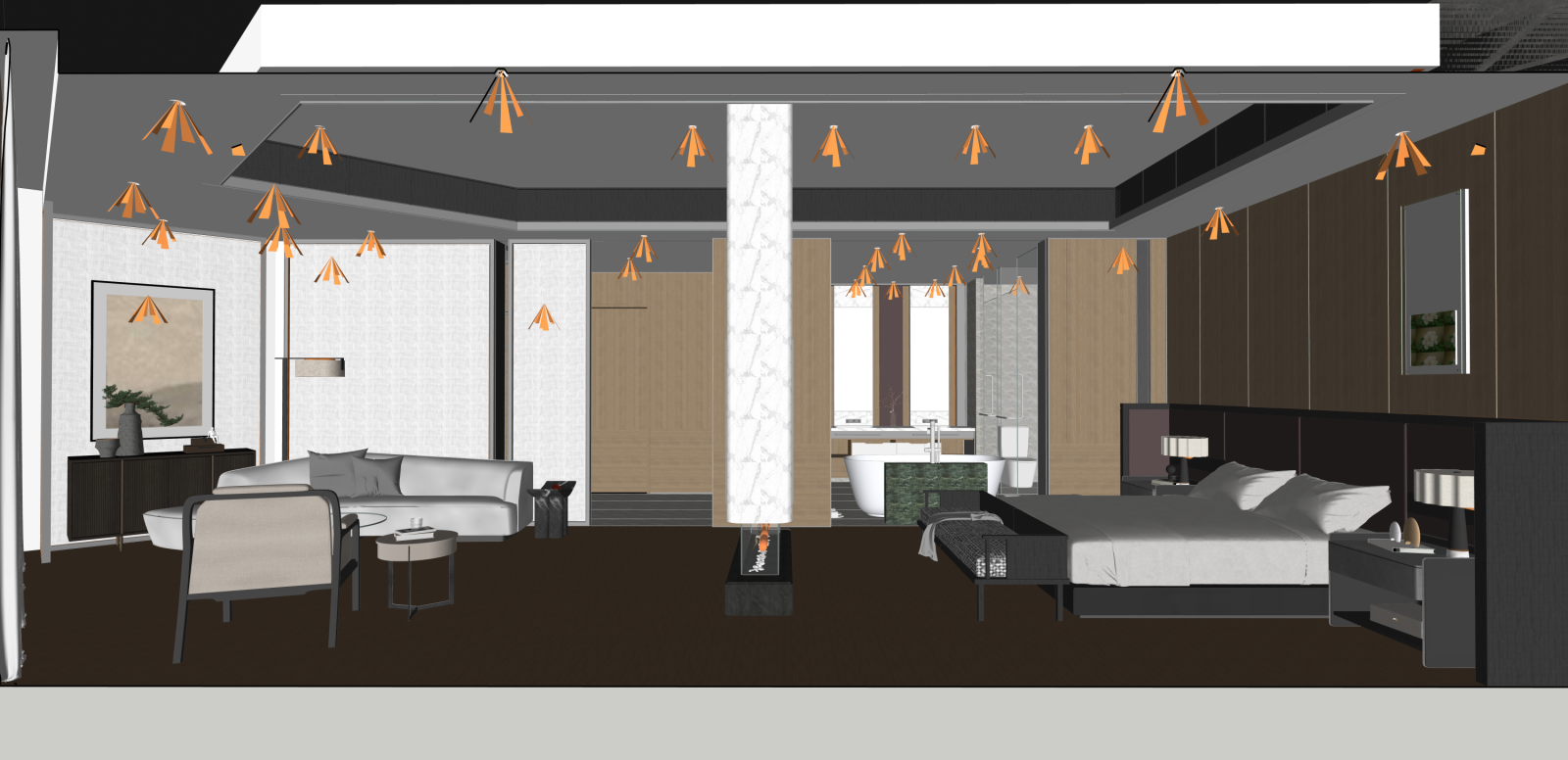 轻奢酒店客房SU模型下载【ID:1215987025】