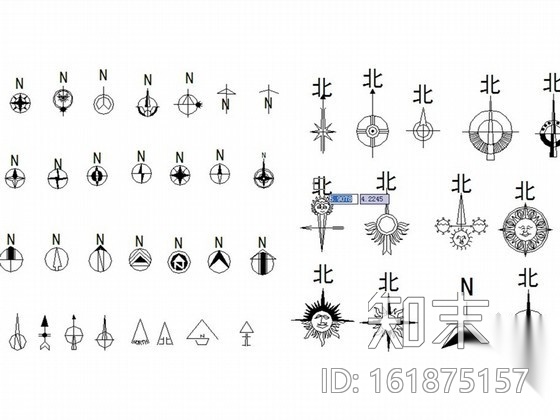 指北针图块cad施工图下载【ID:161875157】