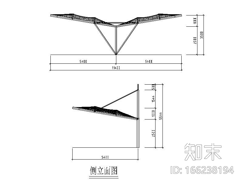 停车棚膜结构方案图2010cad施工图下载【ID:166238194】