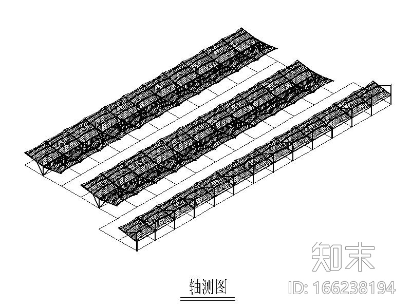 停车棚膜结构方案图2010cad施工图下载【ID:166238194】