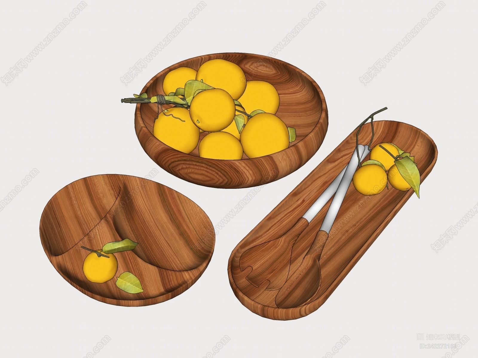 现代餐盘橘子组合SU模型下载【ID:242272163】