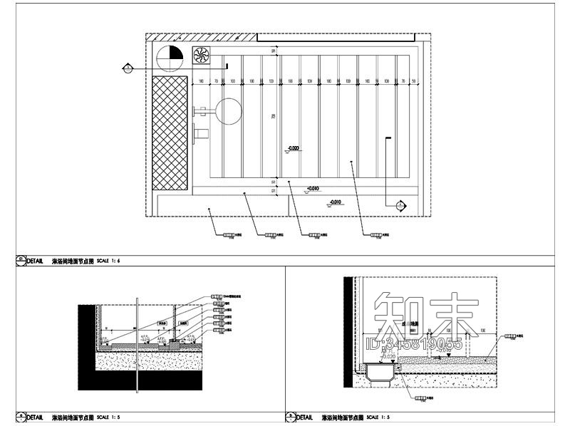 淋浴房地面节点大样详图施工图下载【ID:345819055】
