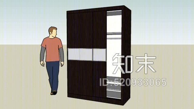 沙维尔山卧室1滑动门壁橱SU模型下载【ID:520933065】