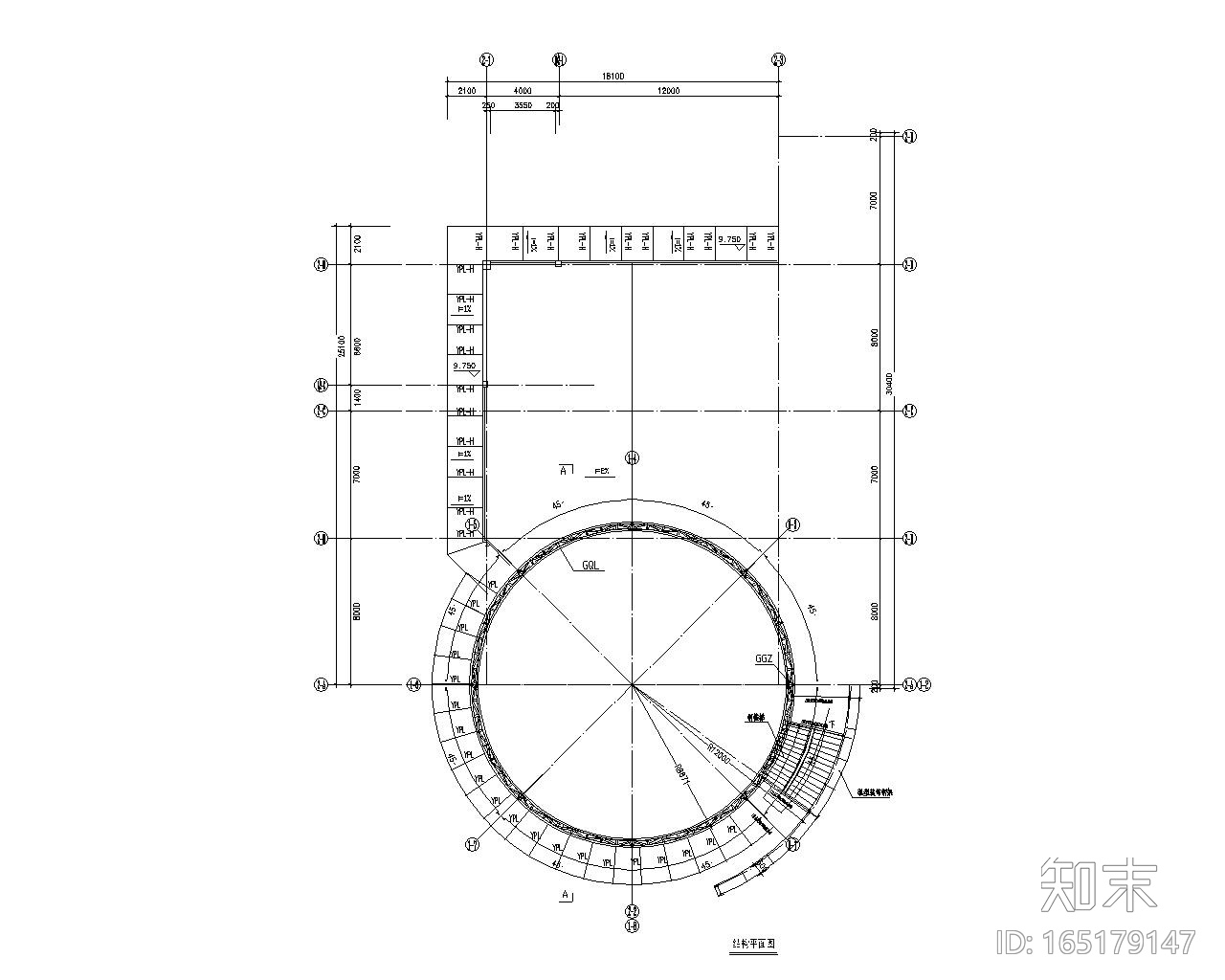 某会所网架顶钢结构设计施工图（CAD）cad施工图下载【ID:165179147】