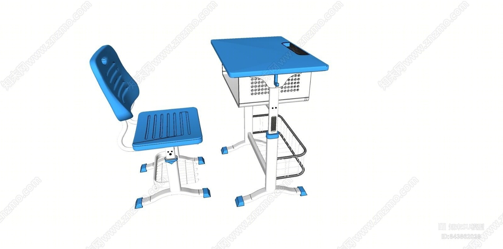 现代儿童学习书桌椅SU模型下载【ID:843862038】