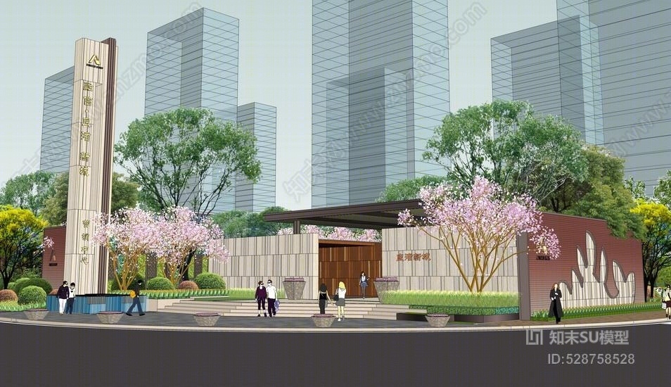 融信未来城样板区景观SU模型下载【ID:528758528】