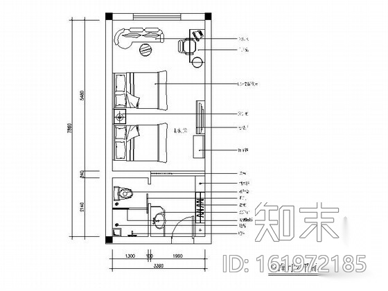 [江苏]某时尚大酒店标准间客房Ⅱ施工图施工图下载【ID:161972185】