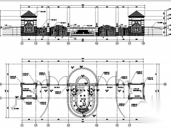 居住区入口景观设计施工图cad施工图下载【ID:161094159】