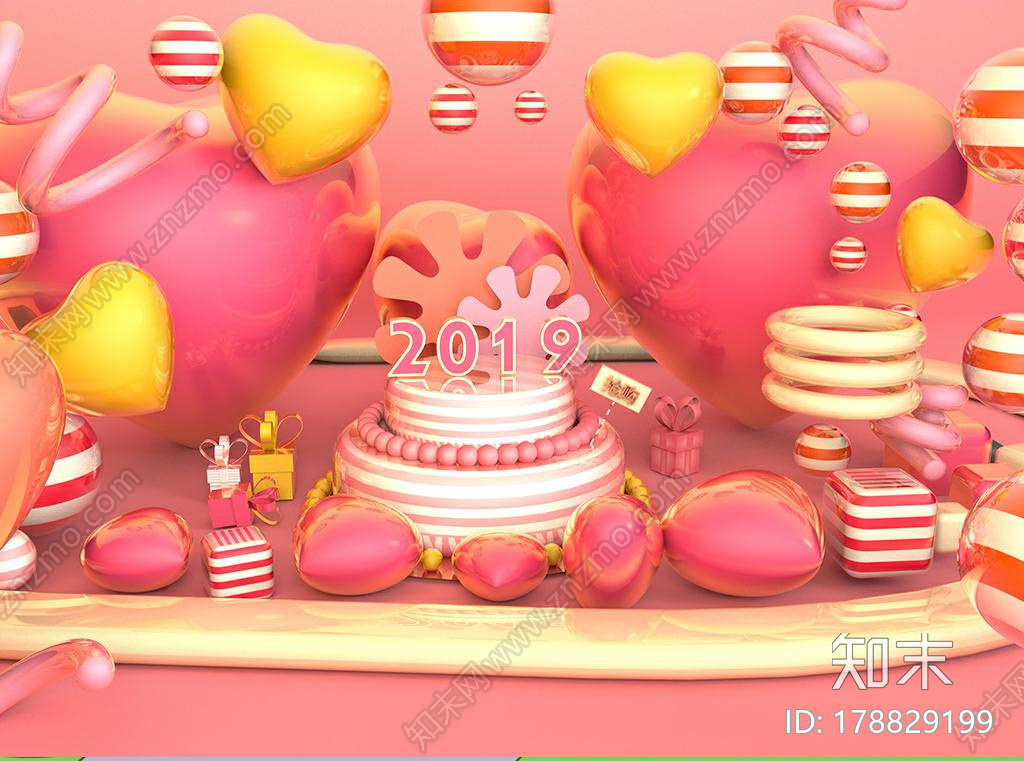 粉色电商海报CG模型下载【ID:178829199】