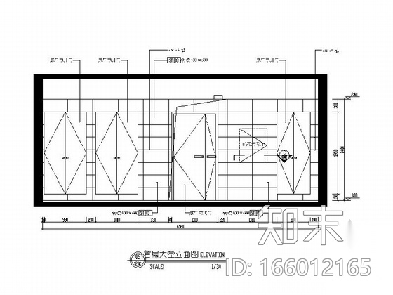 [广州]现代时尚住宅小区首层大堂室内装修施工图cad施工图下载【ID:166012165】