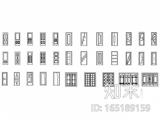 各式单扇门CAD图块cad施工图下载【ID:165189159】