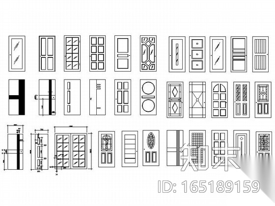 各式单扇门CAD图块cad施工图下载【ID:165189159】