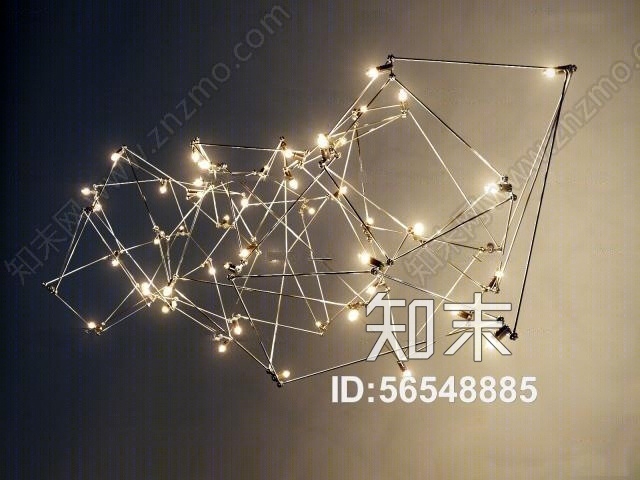 现代铁艺装饰吊灯3D模型下载【ID:56548885】