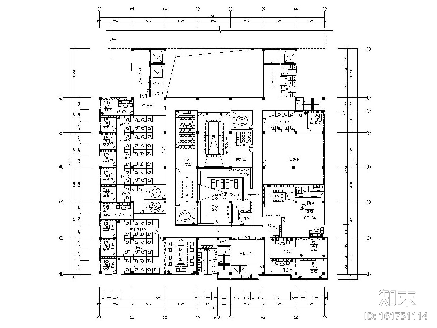 现代风格办公楼室内装修全套施工图（附效果图）施工图下载【ID:161751114】
