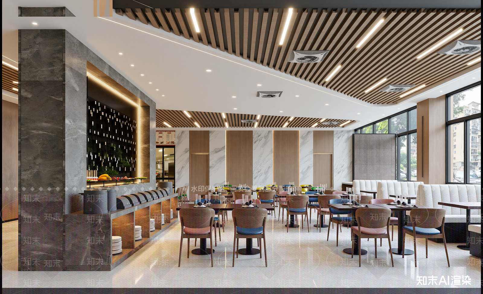 新中式酒店餐厅3D模型下载【ID:1215040893】