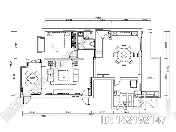 [厦门]简欧小资情调复式室内施工图cad施工图下载【ID:182192147】