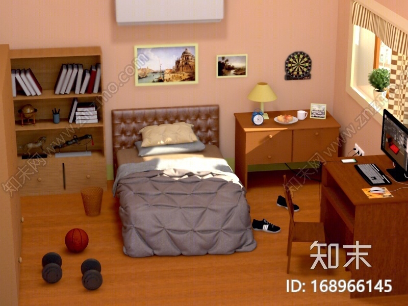 一个简单的卧室模型3D模型下载【ID:168966145】