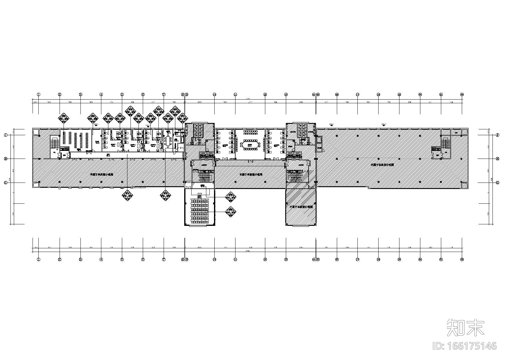 广州西区管委会大楼办公区域装修工程施工图cad施工图下载【ID:166175146】