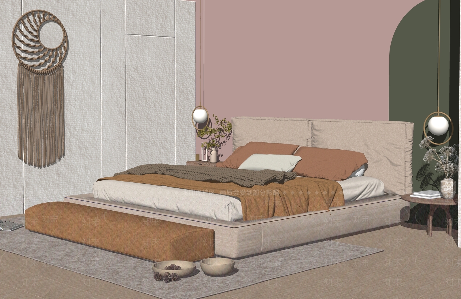 北欧卧室SU模型下载【ID:169484159】