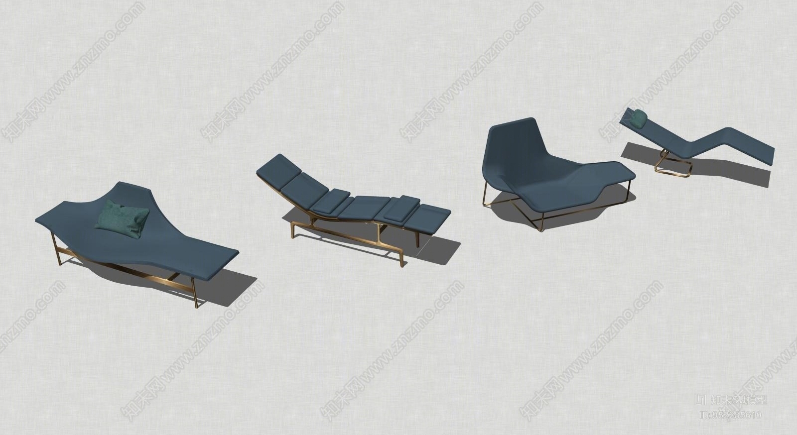 现代风格躺椅SU模型下载【ID:952285610】