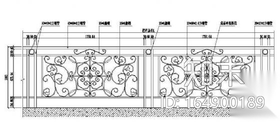 铁艺栏杆立面图施工图下载【ID:164900189】