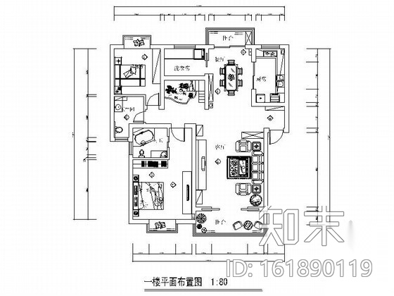 精装两居室内装修图cad施工图下载【ID:161890119】