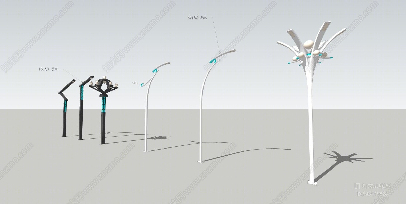 现代景观路灯SU模型下载【ID:346119524】