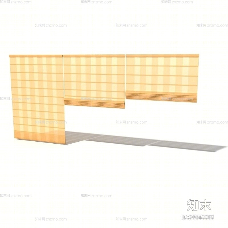米色布艺窗帘3D模型下载【ID:30840089】