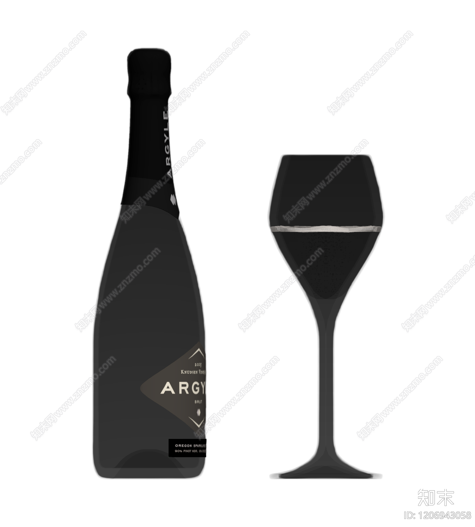 酒瓶与高脚杯组合3D模型下载【ID:1206943058】