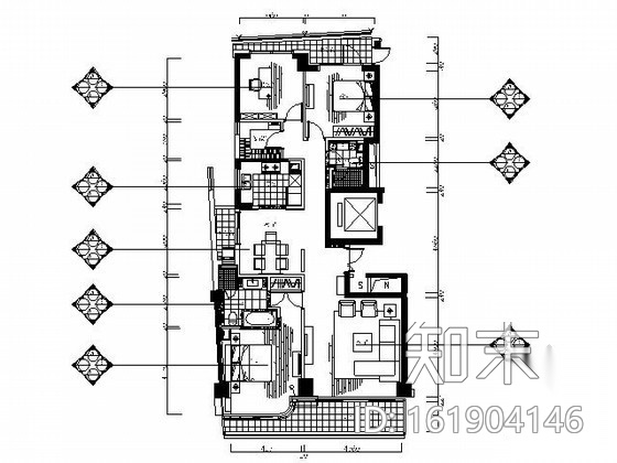 [杭州]现代简约三居样板房装修图施工图下载【ID:161904146】
