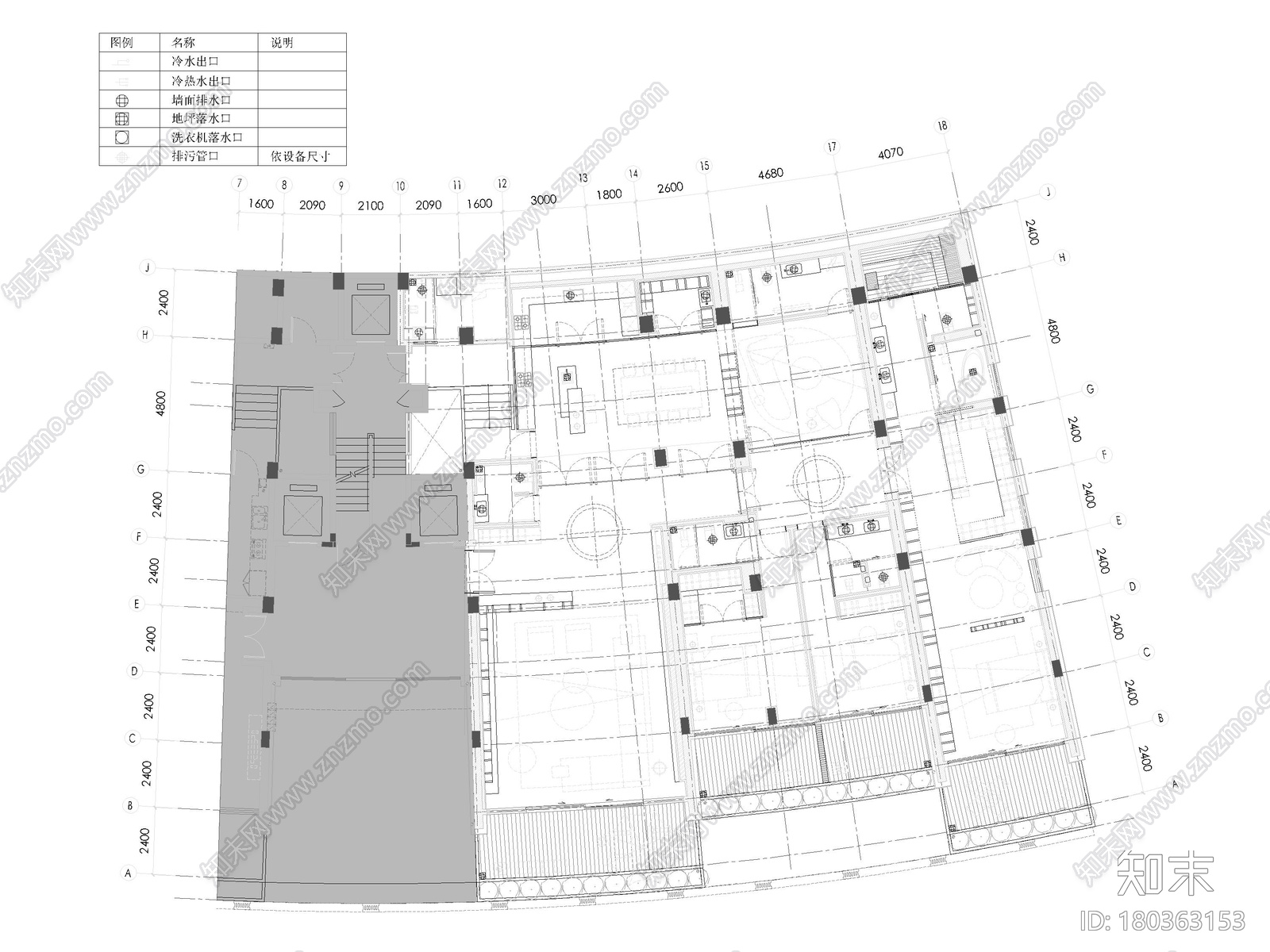 [重庆]415㎡三居平层家装样板间装修施工图cad施工图下载【ID:180363153】