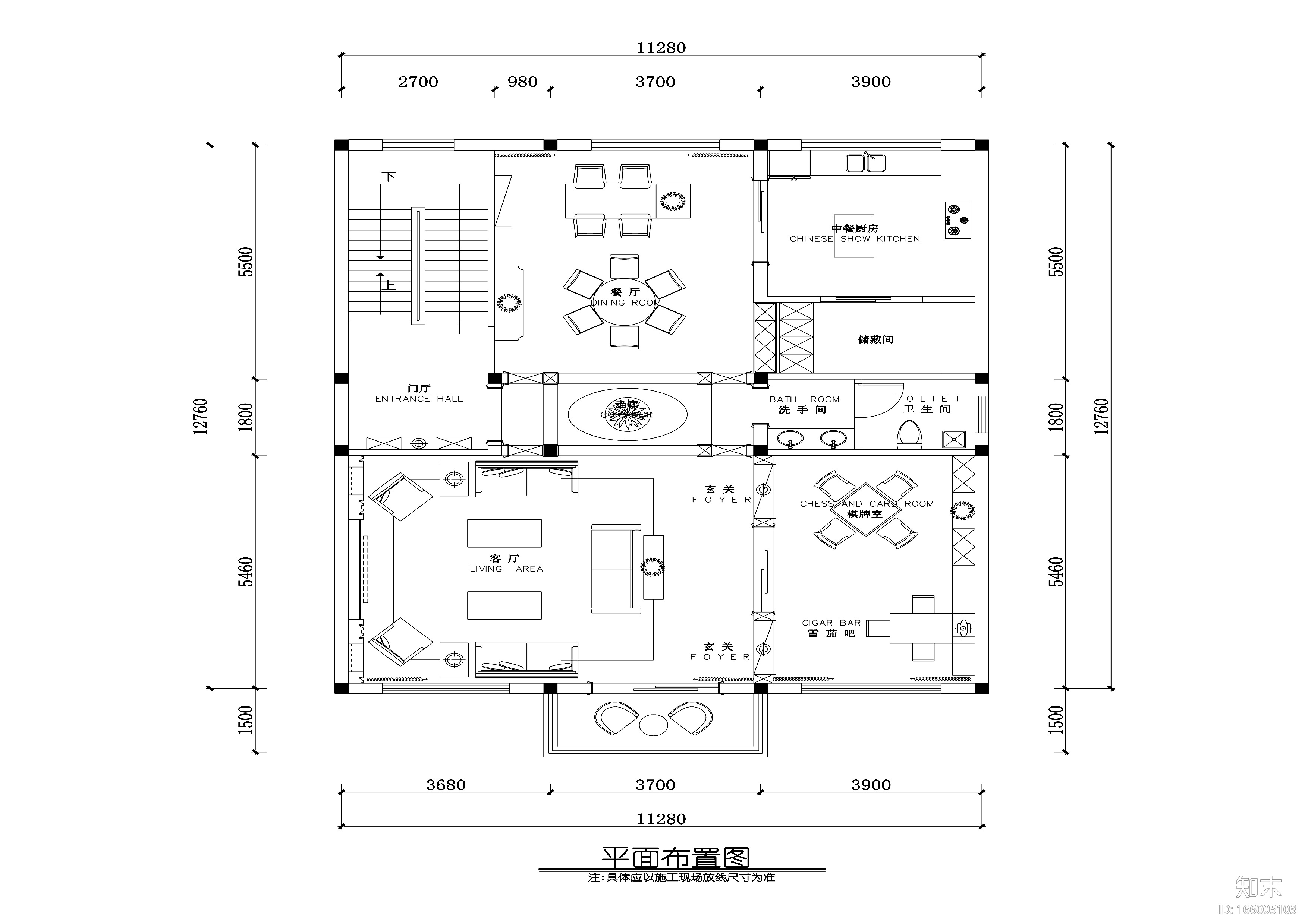 现代风格私人住宅室内装修施工图+效果图cad施工图下载【ID:166005103】