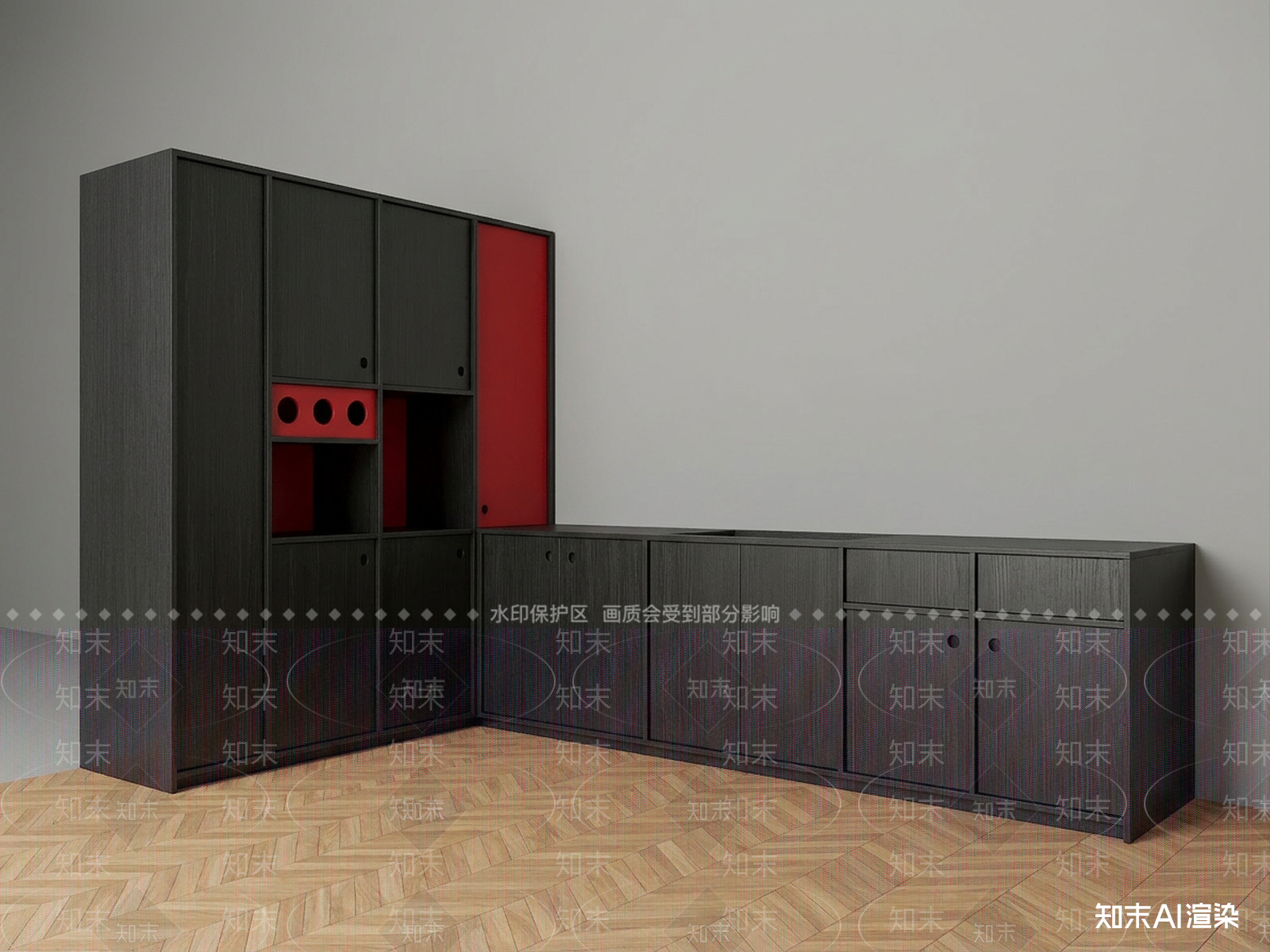 深色餐边柜储物柜3D模型下载【ID:1227578594】