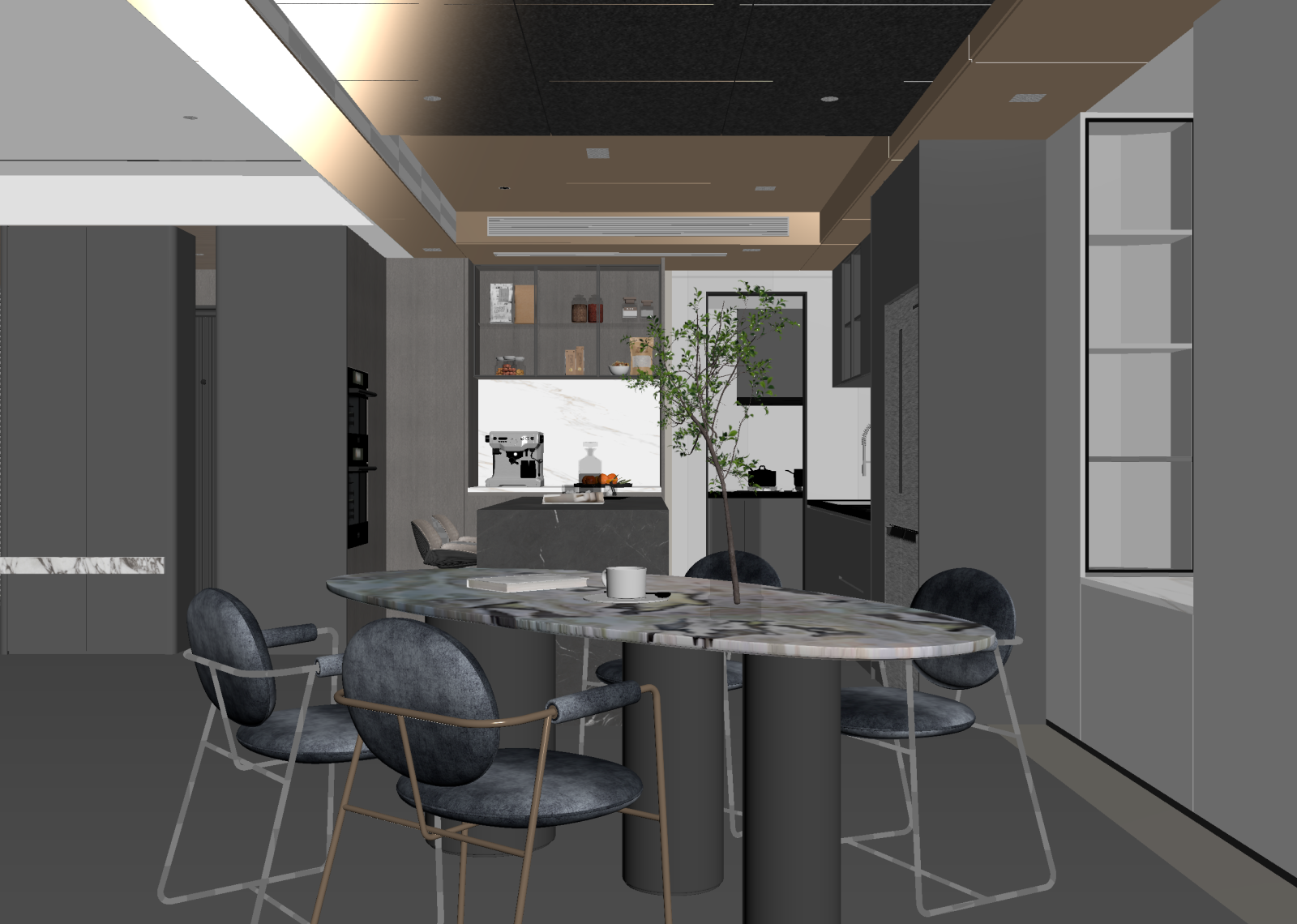 现代茶水间3D模型下载【ID:1215030837】