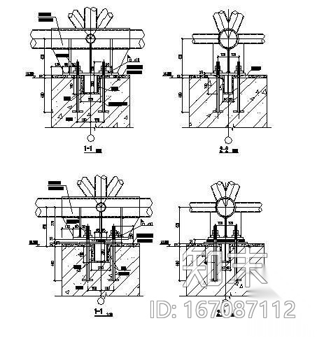 圆管桁架与牛腿的连接大样cad施工图下载【ID:167087112】