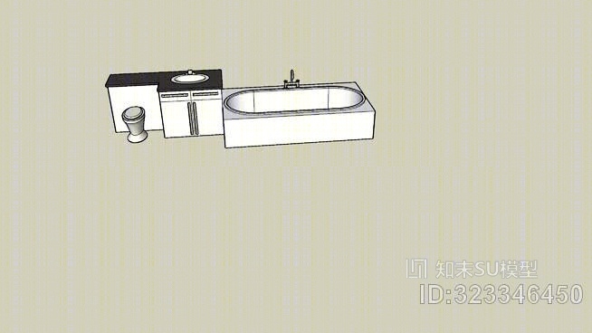 紧凑型浴室套房浴室，盆，厕所和水龙头SU模型下载【ID:323346450】
